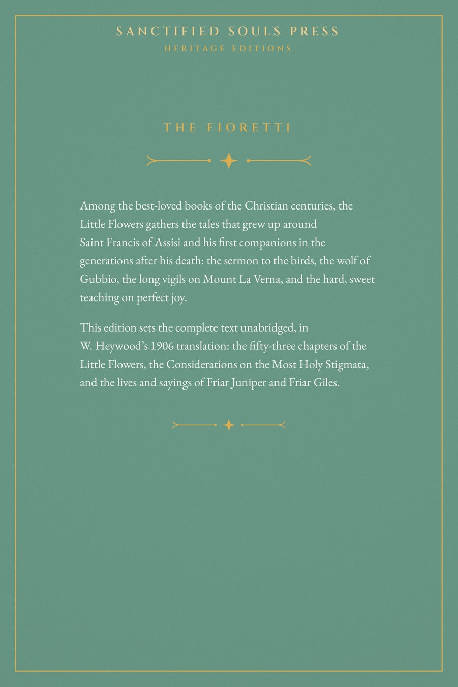 The Little Flowers of Saint Francis, back cover