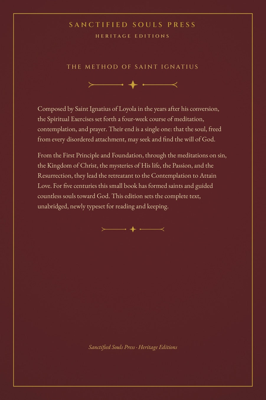 The Spiritual Exercises, back cover