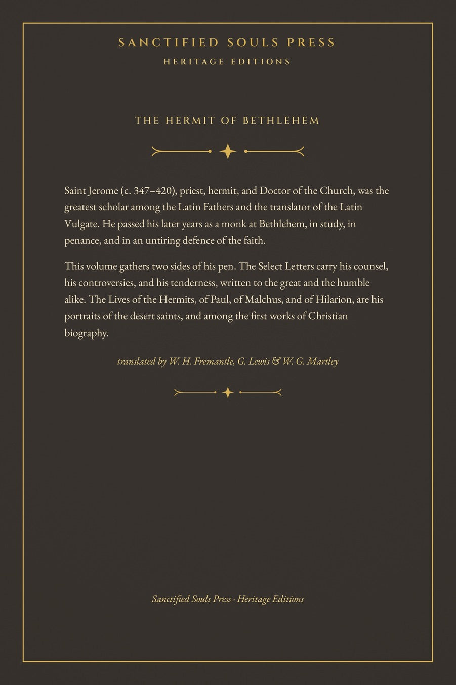 Select Letters and The Lives of the Hermits by Saint Jerome, back cover