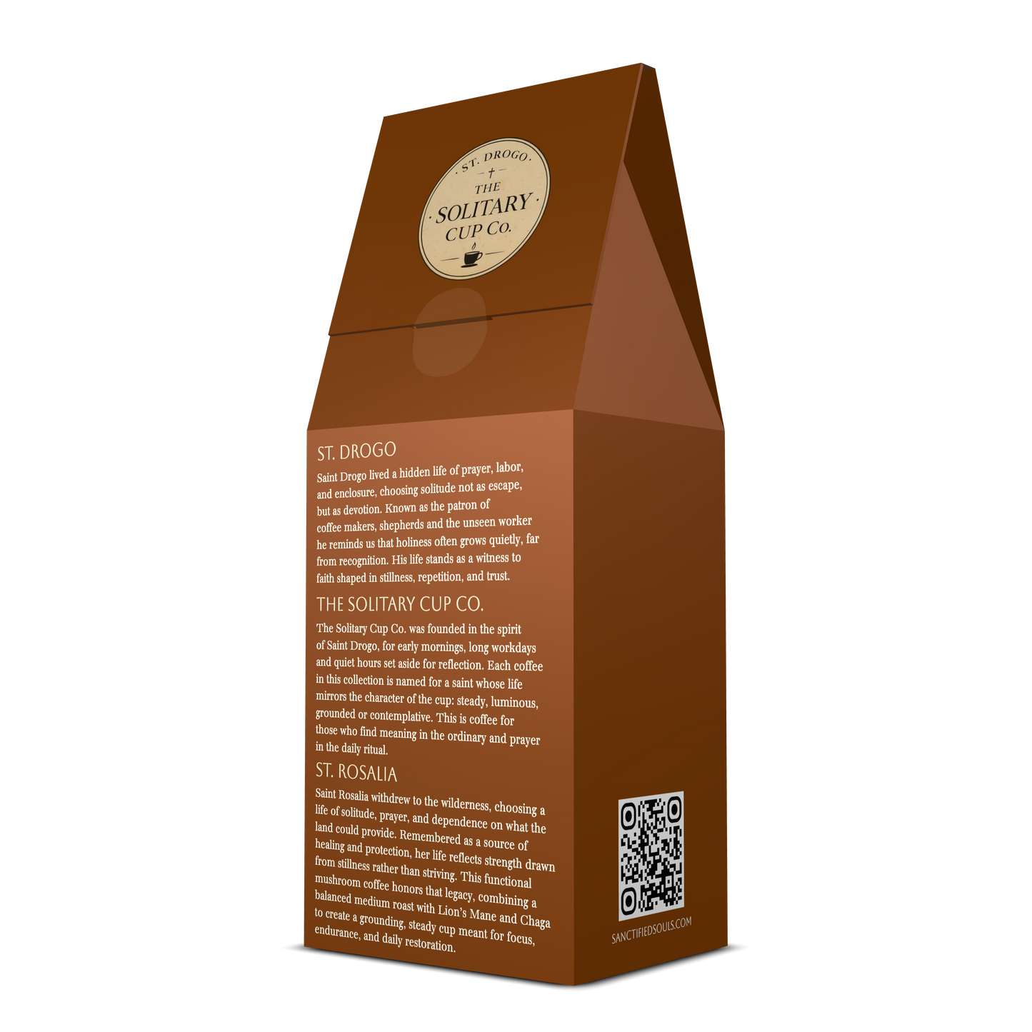 St. Rosalia - Rooted Mushroom Refuge (Functional Mushroom Blended - Medium Roast) - St. Drogo - The Solitary Cup Co. - Artisan Catholic Saint Inspired Coffee - 12 oz.