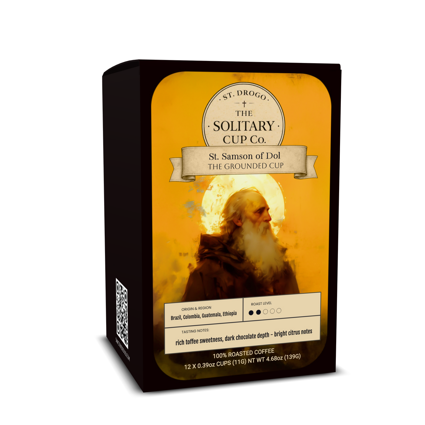 St. Samson of Dol - The Grounded Cup (Coffee PODS Medium Roast) - St. Drogo - The Solitary Cup Co. - Artisan Catholic Saint Inspired Coffee - 12 X 0.39oz CUPS (11G) 4.68oz (139G)