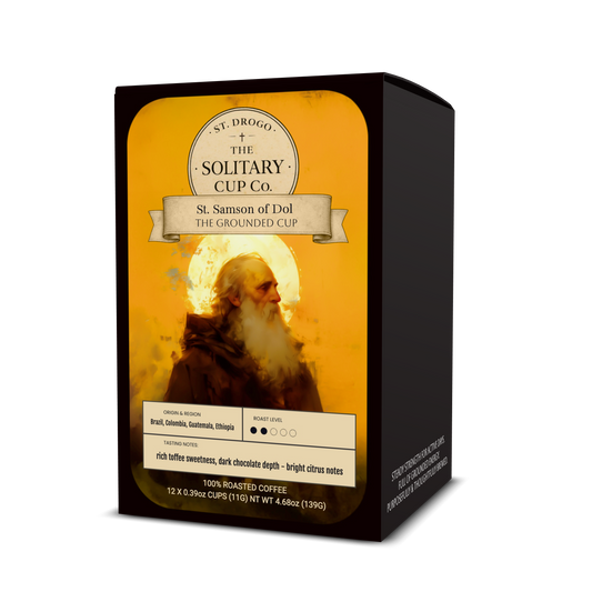 St. Samson of Dol - The Grounded Cup (Coffee PODS Medium Roast) - St. Drogo - The Solitary Cup Co. - Artisan Catholic Saint Inspired Coffee - 12 X 0.39oz CUPS (11G) 4.68oz (139G)