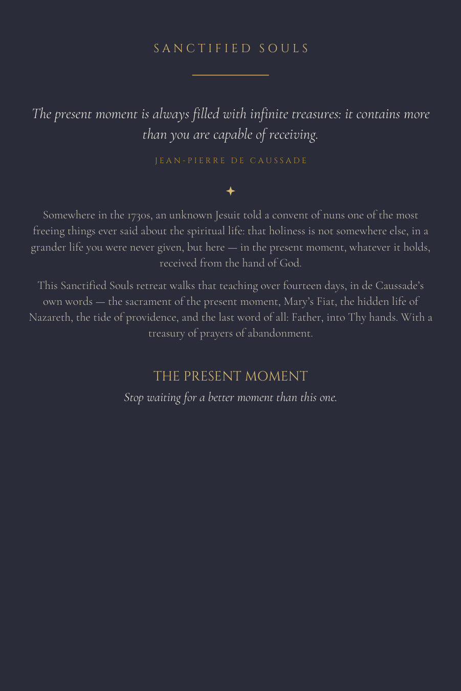 The Sacrament of the Present Moment, back cover