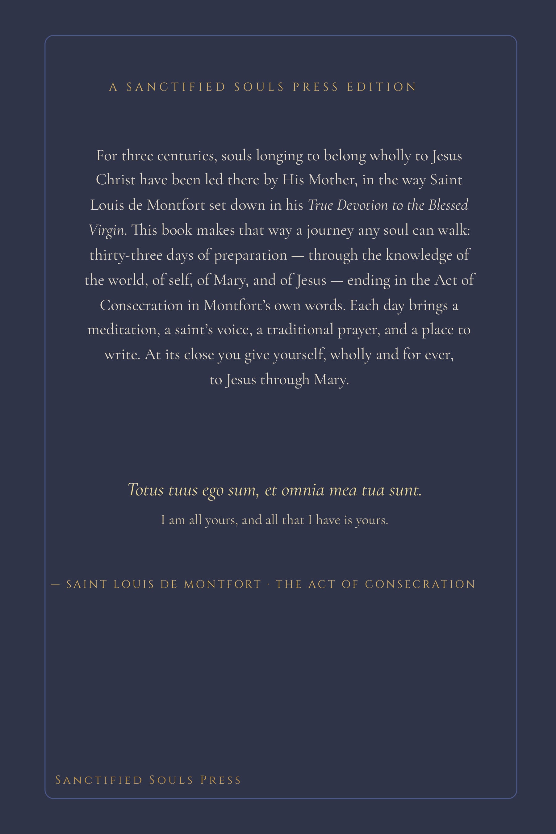 The Reign of Jesus through Mary, back cover