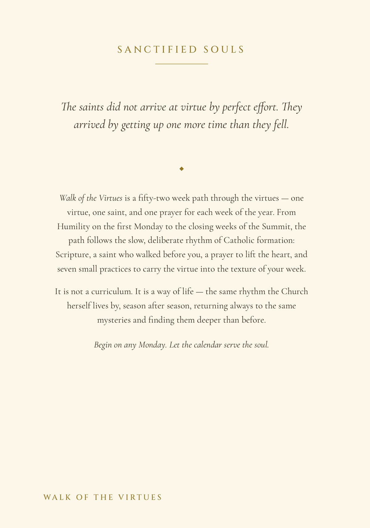 Walk of the Virtues, back cover